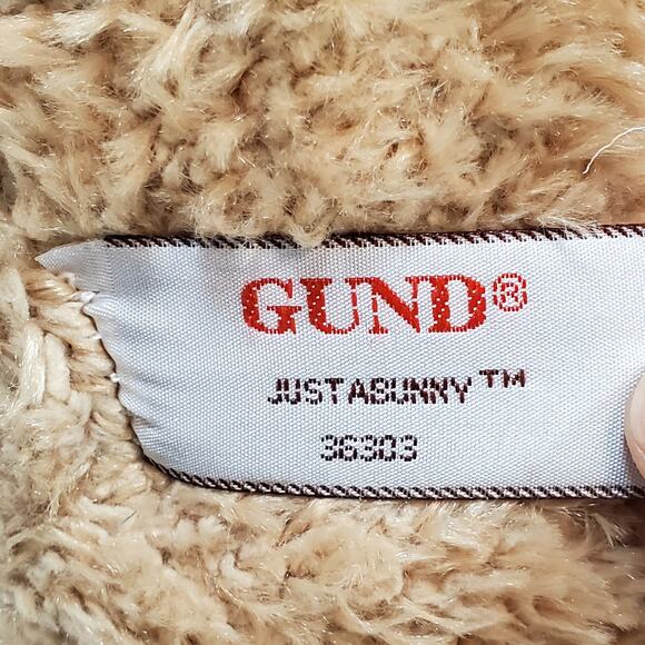 Vtg Gund Just Abunny Stuffed Rabbit Animal 12" Tan Animalcore Large Plush - Picture 7 of 9